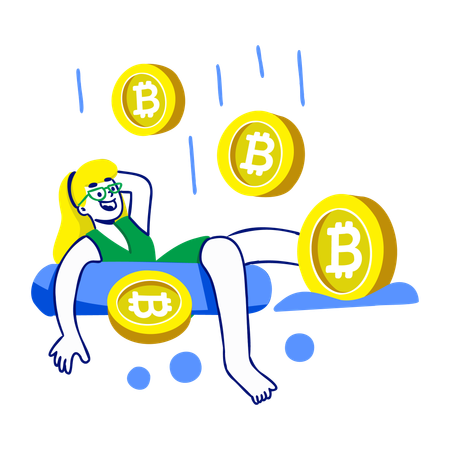 Une femme qui fait du minage de crypto-monnaies  Illustration