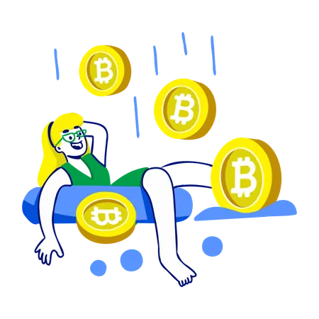 Une femme qui fait du minage de crypto-monnaies  Illustration