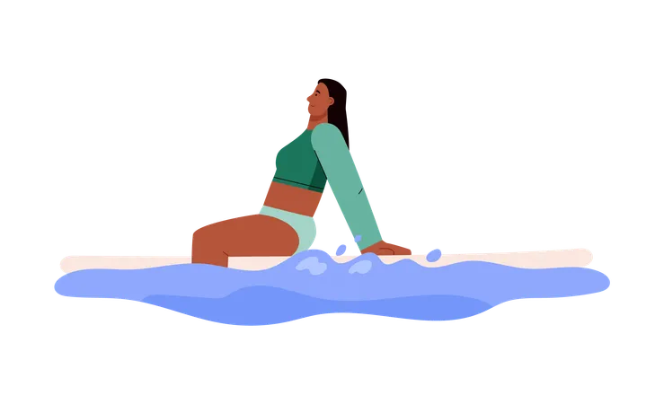 Femme faisant du paddle board  Illustration