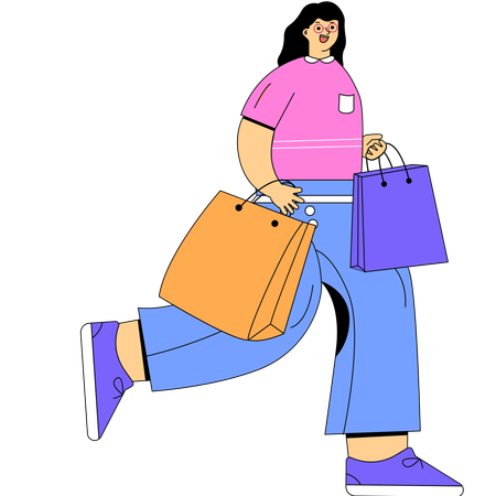 Femme faisant du shopping  Illustration