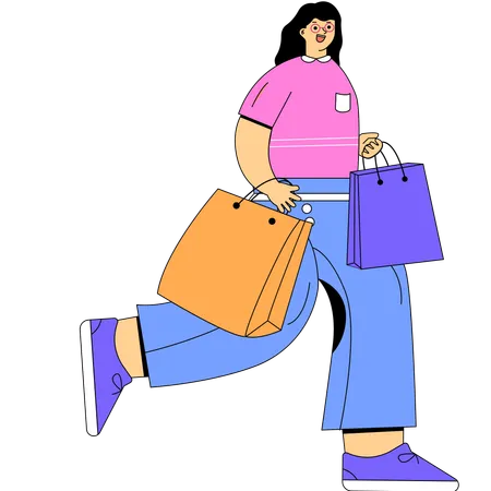 Femme faisant du shopping  Illustration