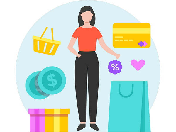 Femme faisant du shopping  Illustration