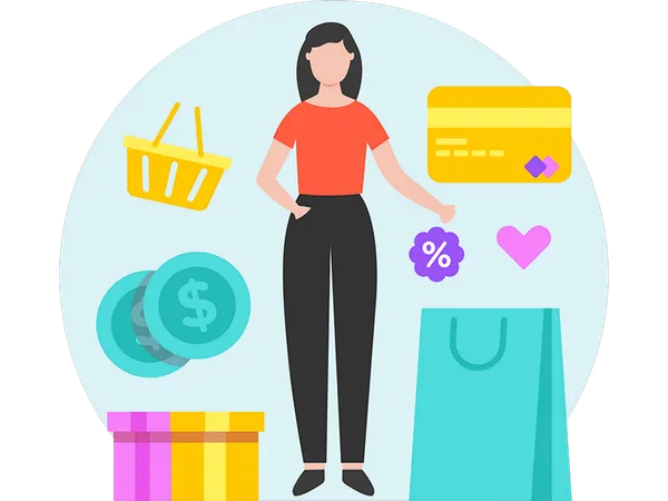 Femme faisant du shopping  Illustration