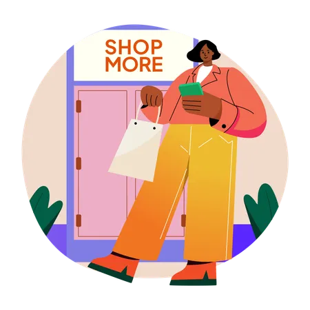 Femme faisant du shopping  Illustration