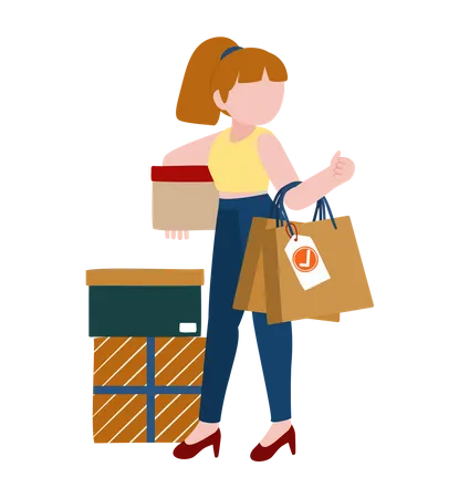 Femme faisant du shopping  Illustration