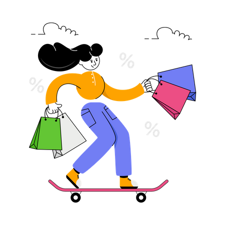 Femme faisant du shopping  Illustration