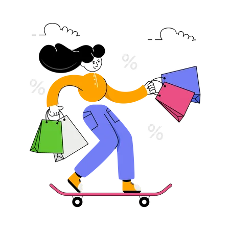 Femme faisant du shopping  Illustration