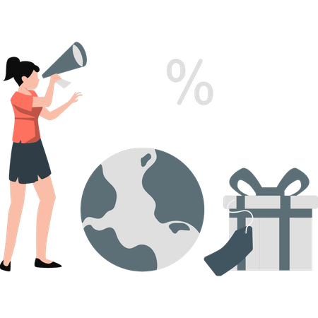 Femme faisant du shopping et du marketing  Illustration