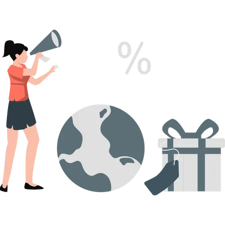 Femme faisant du shopping et du marketing  Illustration