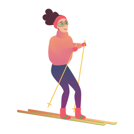 Femme faisant du ski  Illustration