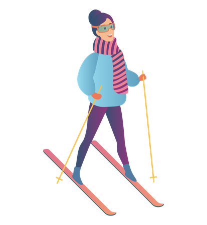 Femme faisant du ski  Illustration