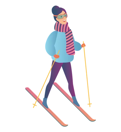 Femme faisant du ski  Illustration