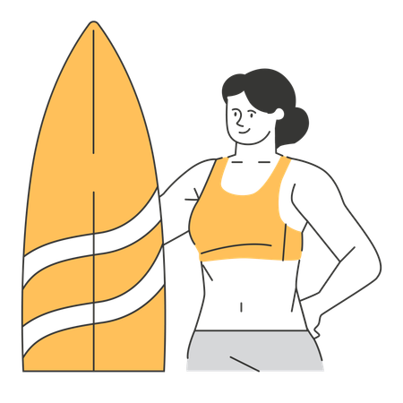 Femme faisant du surf  Illustration