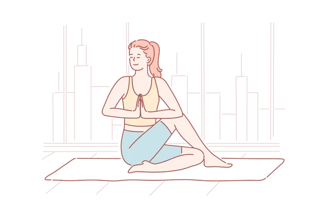 Femme faisant du yoga  Illustration