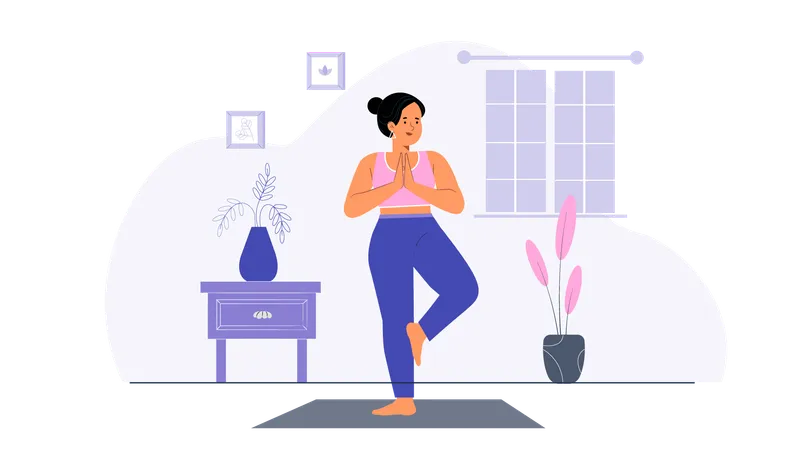 Femme faisant du yoga  Illustration