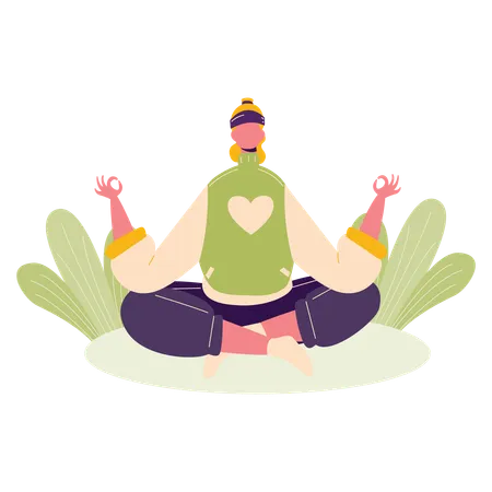 Femme faisant du yoga  Illustration