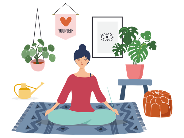 Femme faisant du yoga  Illustration