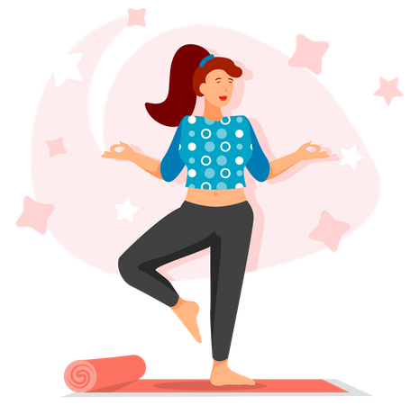 Femme faisant du yoga  Illustration