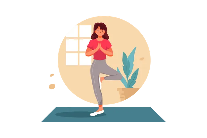 Femme faisant du yoga en position debout  Illustration