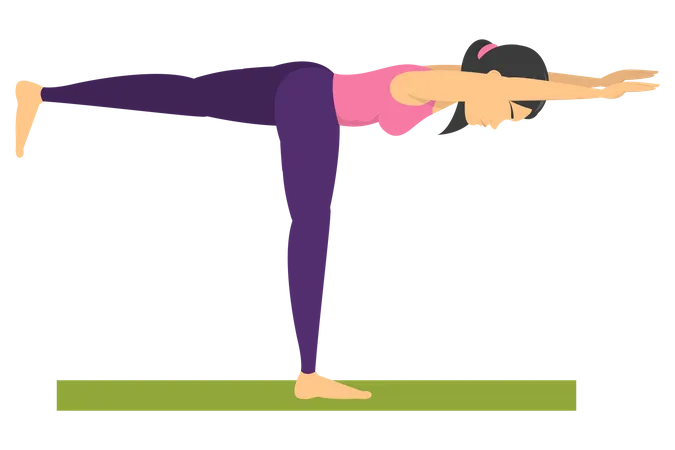 Femme faisant la pose de guerrier de yoga  Illustration