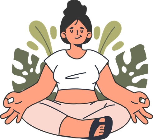 Femme faisant du yoga le matin  Illustration