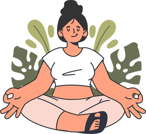 Femme faisant du yoga le matin  Illustration