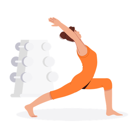 Femme faisant du yoga le matin  Illustration