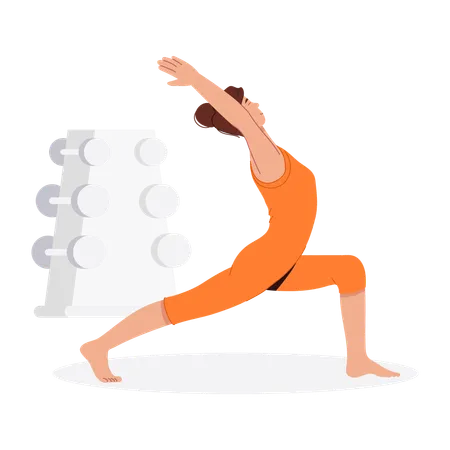 Femme faisant du yoga le matin  Illustration