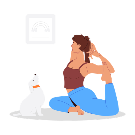 Femme faisant du yoga le matin  Illustration