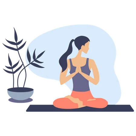 Femme faisant du yoga le matin  Illustration