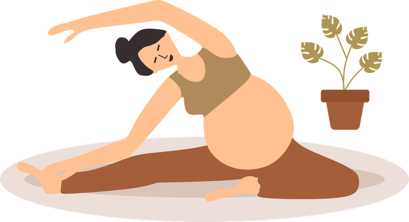 Une femme enceinte fait du yoga  Illustration