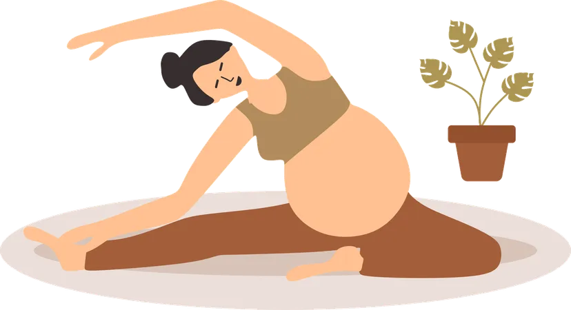 Une femme enceinte fait du yoga  Illustration