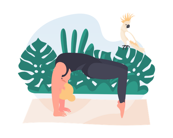 Femme faisant du yoga dvi pada viparita dandasana  Illustration