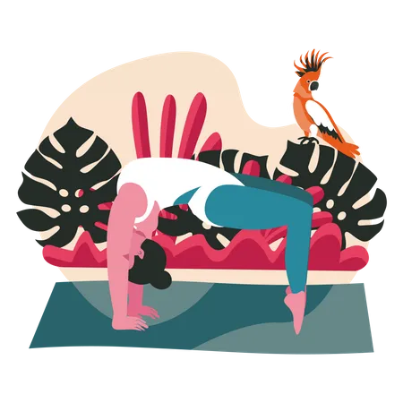 Femme faisant du yoga dvi pada viparita dandasana  Illustration