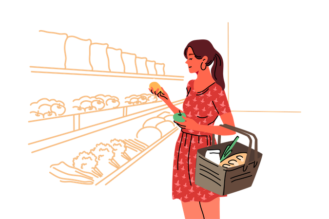 Femme faisant des courses  Illustration