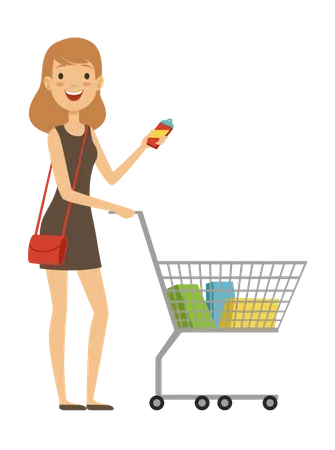 Femme faisant des courses  Illustration