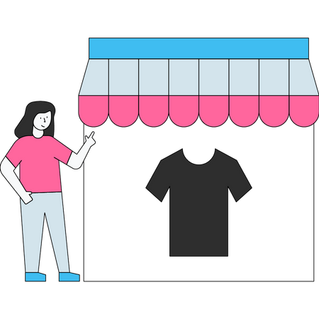 Femme faisant du shopping dans un magasin  Illustration