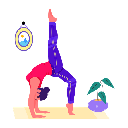 Femme faisant une pose de flexibilité  Illustration