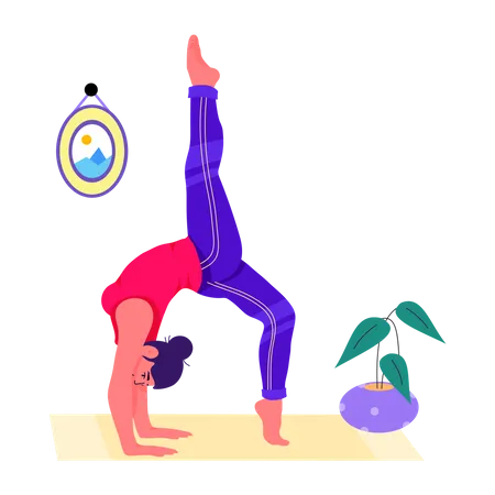 Femme faisant une pose de flexibilité  Illustration