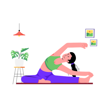 Femme faisant du yoga de flexibilité  Illustration