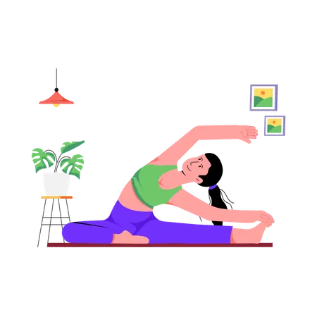 Femme faisant du yoga de flexibilité  Illustration