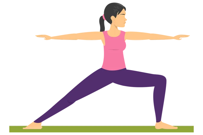 Femme faisant la pose de yoga guerrier  Illustration