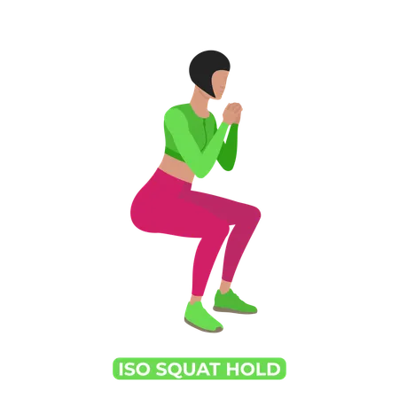 Femme faisant une prise de squat iso  Illustration