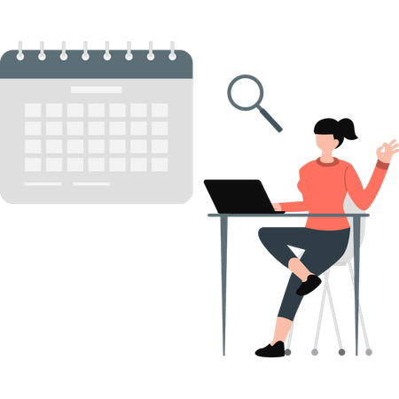 Femme faisant la gestion du calendrier  Illustration