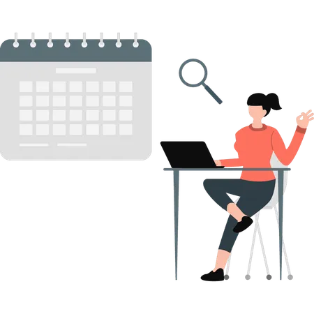 Femme faisant la gestion du calendrier  Illustration