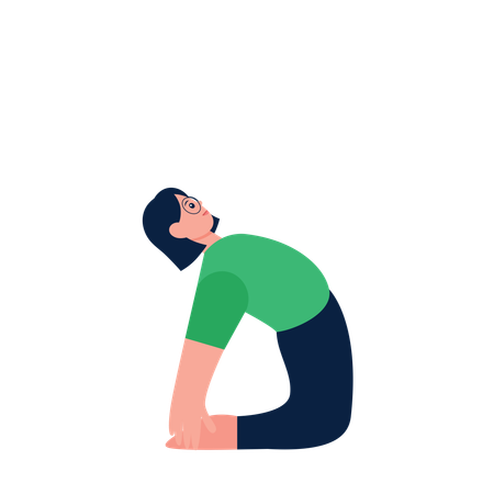 Femme faisant la posture du yoga du chameau  Illustration