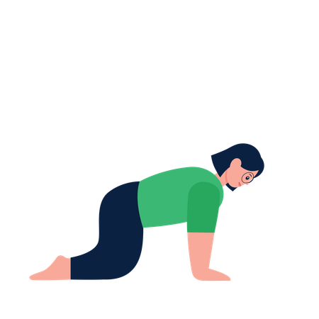 Femme faisant la pose de yoga de chat  Illustration