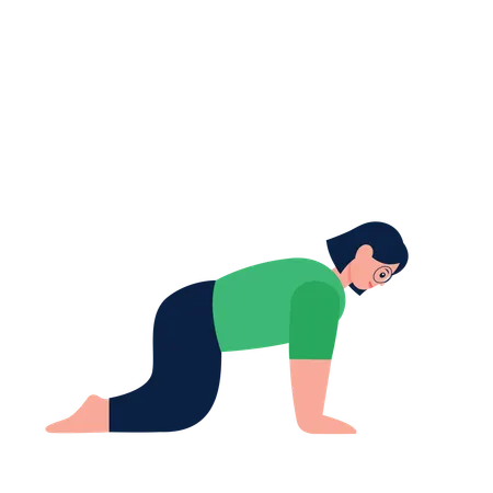Femme faisant la pose de yoga de chat  Illustration
