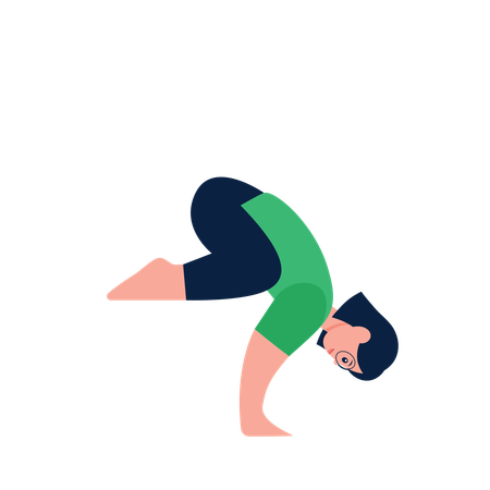 Femme faisant la posture du corbeau  Illustration