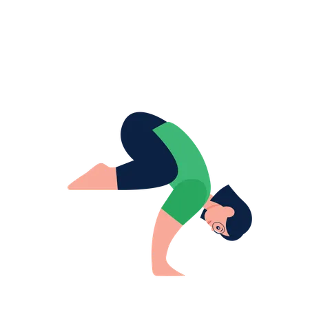 Femme faisant la posture du corbeau  Illustration